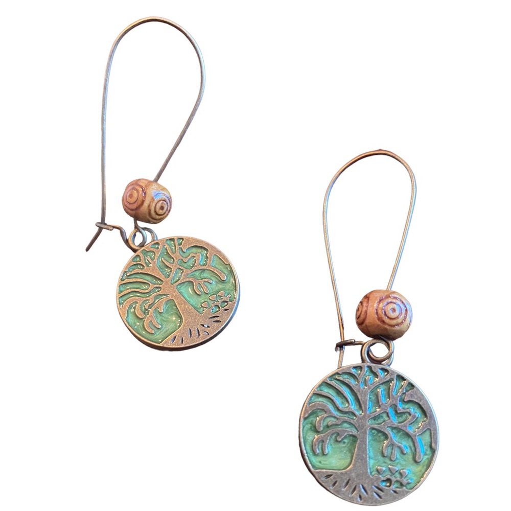 Boho Tree of Life Beaded Drop Earrings